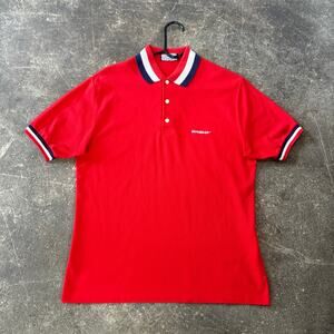 Vintage 80s Runner Up Polo Shirt Mens L USA Red Golf Collared Short Sleeve